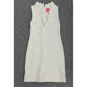 Lilly Pulitzer Women’s Size XS Tisbury Shift Dress White Knit Pucker Jacquard